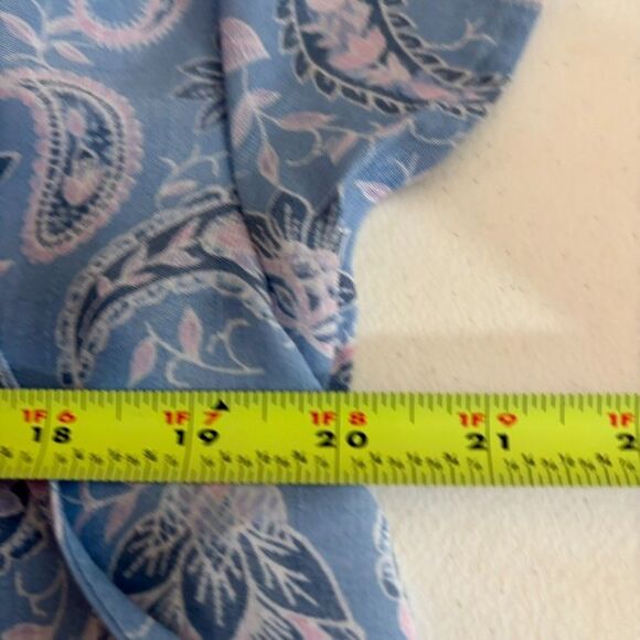 Como Vintage Blouse Women's Large V-Neck Floral Short Sleeve Tie Shirt Top - Picture 8 of 8